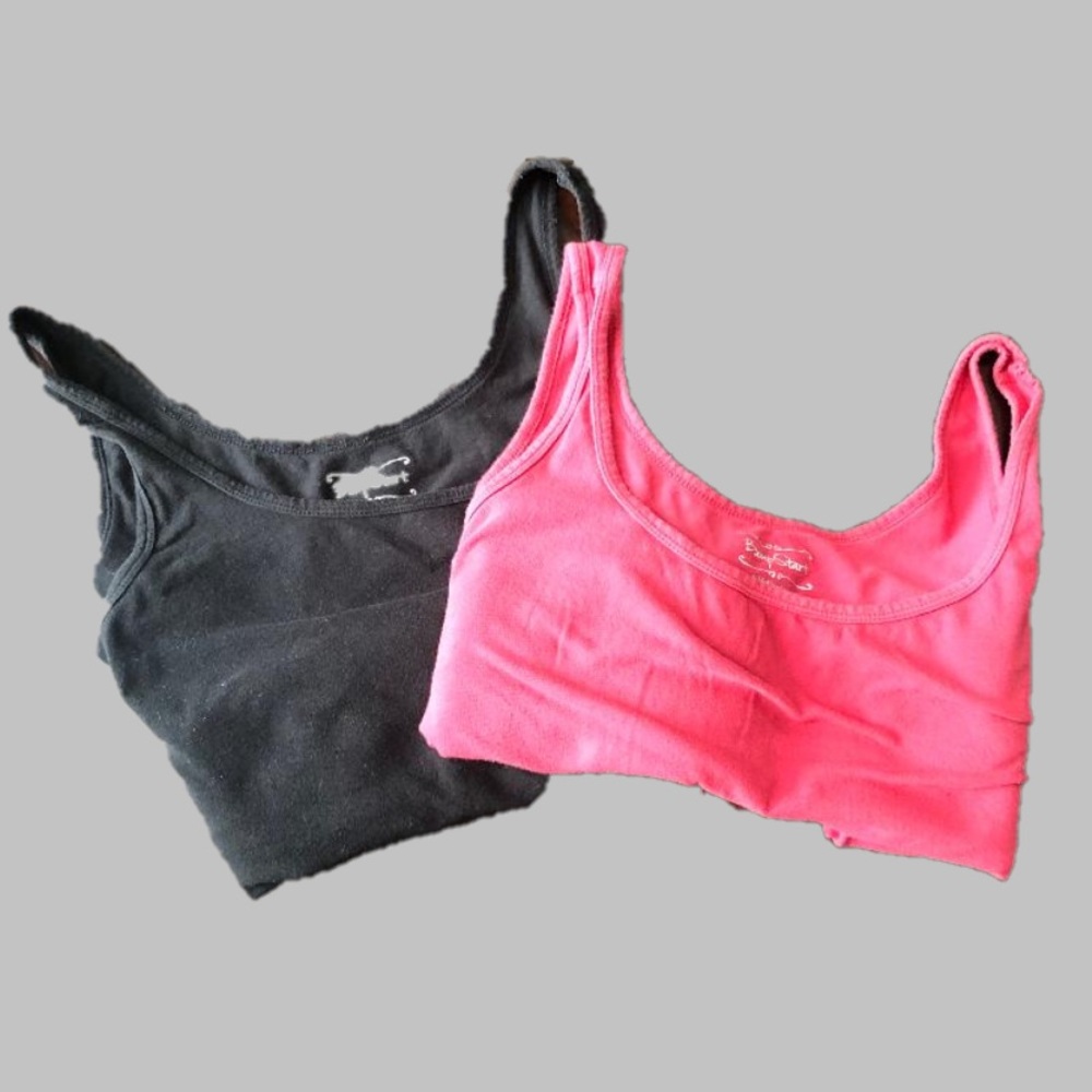 Bump Start Bundle of 2 Motherhood Maternity Black and Red Tank Tops (Size:Large)